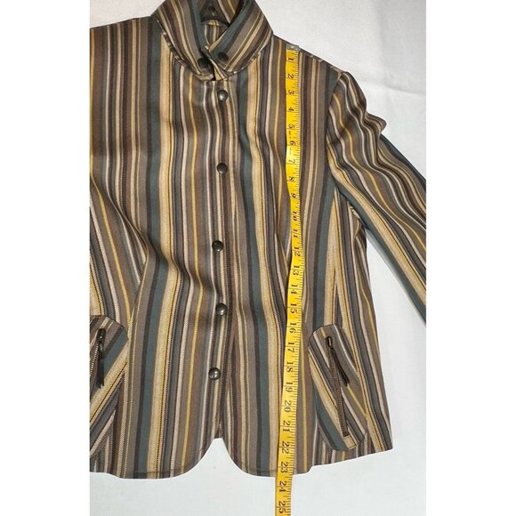 Akris Punto Womens Jacket Blazer Sz 10 Wool Snap Button Up Striped Multicolor - Picture 10 of 16